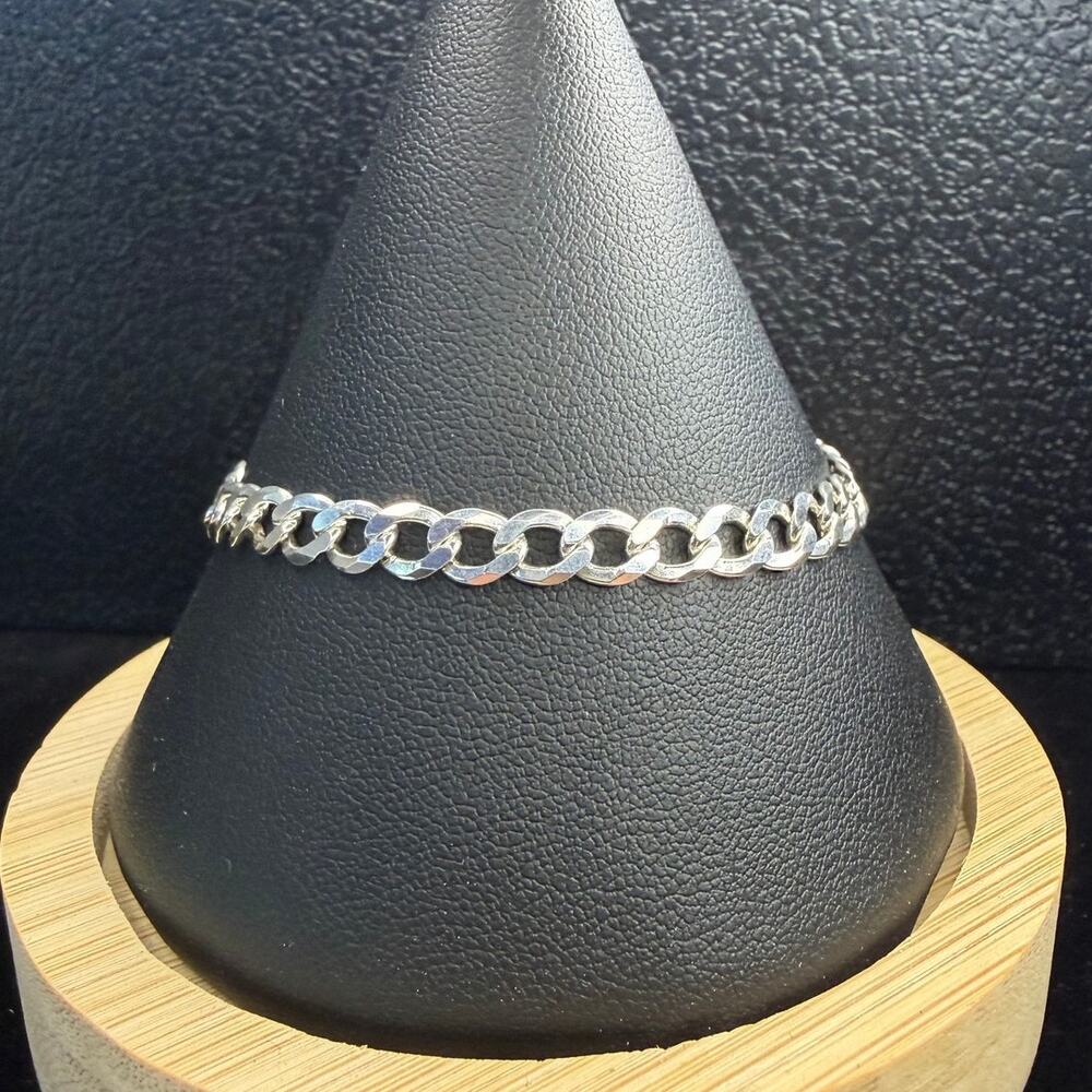 Solid 925 Italian Sterling Silver Cuban Link Bracelet 7" Long 5.3mm Wide - Picture 3 of 7